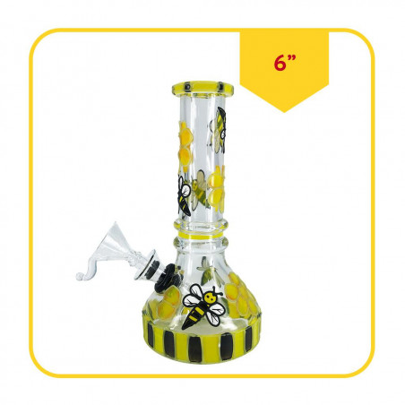 WPHG245 - BONG DE VIDRIO ESTILO BEAKER CON PINTURA ESTILO ABEJAS - 6_