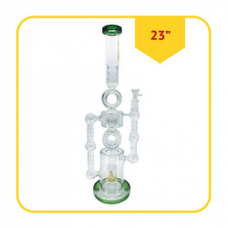 WPPC40 - BONG DE VIDRIO CON PERCOLADOR DUAL Y TUBOS LATERALES - 23_